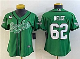Women's Philadelphia Eagles #62 Jason Kelce Green With 4-Star C Patch Cool Base Stitched Baseball Jersey(Run Small),baseball caps,new era cap wholesale,wholesale hats
